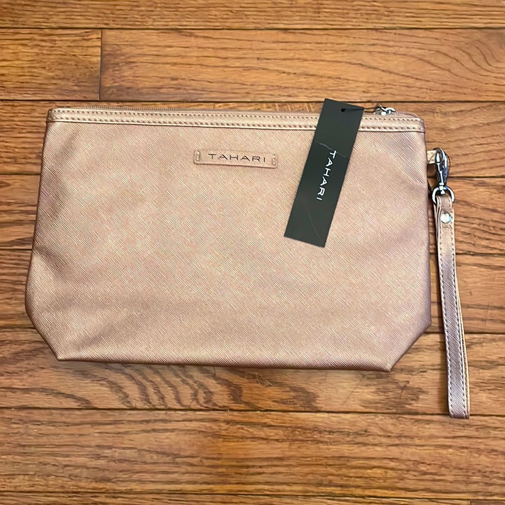 Clutch bag with bow in rose gold